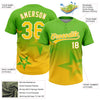 Maxcorners Custom Aurora Green Yellow-White Gradient Style Twinkle Star Two-Button Unisex Softball Jersey LM2605