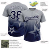 Maxcorners Custom Gray Navy-White Gradient Style Twinkle Star Two-Button Unisex Softball Jersey LM2605