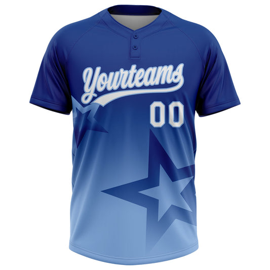 Maxcorners Custom Royal White-Light Blue Gradient Style Twinkle Star Two-Button Unisex Softball Jersey LM2605