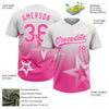 Maxcorners Custom White Pink Gradient Style Twinkle Star Two-Button Unisex Softball Jersey LM2605