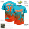 Maxcorners Custom Lakes Blue Orange-White Gradient Style Twinkle Star Two-Button Unisex Softball Jersey LM2605