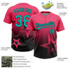 Maxcorners Custom Neon Pink Aqua-White Gradient Style Twinkle Star Two-Button Unisex Softball Jersey LM2605