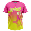 Maxcorners Custom Pink Neon Yellow-White Gradient Style Twinkle Star Two-Button Unisex Softball Jersey LM2605