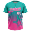 Maxcorners Custom Aqua Pink-White Gradient Style Twinkle Star Two-Button Unisex Softball Jersey LM2605