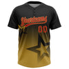 Maxcorners Custom Black Red-Old Gold Gradient Style Twinkle Star Two-Button Unisex Softball Jersey LM2605