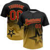 Maxcorners Custom Black Red-Old Gold Gradient Style Twinkle Star Two-Button Unisex Softball Jersey LM2605