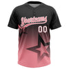 Maxcorners Custom Black Medium Pink-White Gradient Style Twinkle Star Two-Button Unisex Softball Jersey LM2605