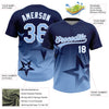 Maxcorners Custom Navy Light Blue-White Gradient Style Twinkle Star Two-Button Unisex Softball Jersey LM2605