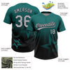 Maxcorners Custom Teal Gray-Black Gradient Style Twinkle Star Two-Button Unisex Softball Jersey LM2605