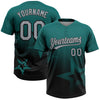 Maxcorners Custom Teal Gray-Black Gradient Style Twinkle Star Two-Button Unisex Softball Jersey LM2605