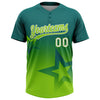 Maxcorners Custom Teal Neon Green-White Gradient Style Twinkle Star Two-Button Unisex Softball Jersey LM2605