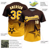 Maxcorners Custom Brown Gold-White Gradient Style Twinkle Star Two-Button Unisex Softball Jersey LM2605