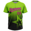 Maxcorners Custom Neon Green Pink-Black Gradient Style Twinkle Star Two-Button Unisex Softball Jersey LM2605