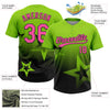 Maxcorners Custom Neon Green Pink-Black Gradient Style Twinkle Star Two-Button Unisex Softball Jersey LM2605