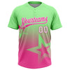 Maxcorners Custom Pea Green Pink-White Gradient Style Twinkle Star Two-Button Unisex Softball Jersey LM2605