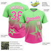 Maxcorners Custom Pea Green Pink-White Gradient Style Twinkle Star Two-Button Unisex Softball Jersey LM2605