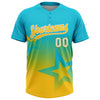 Maxcorners Custom Lakes Blue Yellow-White Gradient Style Twinkle Star Two-Button Unisex Softball Jersey LM2605