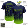 Maxcorners Custom Navy Neon Green Seattle City Edition Gradient Two-Button Unisex Softball Jersey LM2605