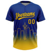 Maxcorners Custom Royal Yellow-Black Seattle City Edition Gradient Two-Button Unisex Softball Jersey LM2605