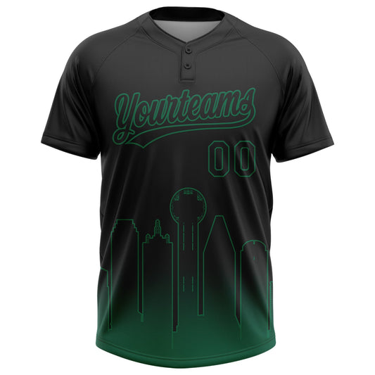 Maxcorners Custom Black Kelly Green Dallas City Edition Gradient Two-Button Unisex Softball Jersey LM2605