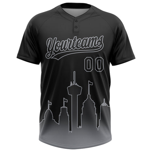 Maxcorners Custom Black Gray San Antonio City Edition Gradient Two-Button Unisex Softball Jersey LM2605