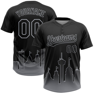 Maxcorners Custom Black Gray San Antonio City Edition Gradient Two-Button Unisex Softball Jersey LM2605