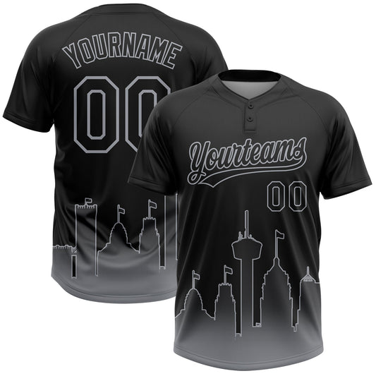 Maxcorners Custom Black Gray San Antonio City Edition Gradient Two-Button Unisex Softball Jersey LM2605