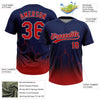 Maxcorners Custom Navy Red-Gray Boston City Edition Gradient Two-Button Unisex Softball Jersey LM2605