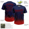 Maxcorners Custom Navy Red Houston City Edition Gradient Two-Button Unisex Softball Jersey LM2605
