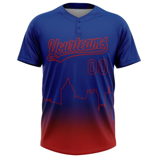 Maxcorners Custom Royal Red Atlanta City Edition Gradient Two-Button Unisex Softball Jersey LM2605