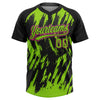 Maxcorners Custom Black Neon Green-Pink Splatter Torn Sharp Brush Stroke Two-Button Unisex Softball Jersey LM2605