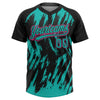 Maxcorners Custom Black Aqua-Pink Splatter Torn Sharp Brush Stroke Two-Button Unisex Softball Jersey LM2605