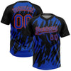 Maxcorners Custom Black Thunder Blue-Orange Splatter Torn Sharp Brush Stroke Two-Button Unisex Softball Jersey LM2605