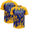 Maxcorners Custom Gold Royal-White Splatter Torn Sharp Brush Stroke Two-Button Unisex Softball Jersey LM2605