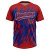 Maxcorners Custom Red Royal-White Splatter Torn Sharp Brush Stroke Two-Button Unisex Softball Jersey LM2605