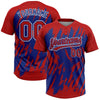 Maxcorners Custom Red Royal-White Splatter Torn Sharp Brush Stroke Two-Button Unisex Softball Jersey LM2605