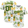 Maxcorners Custom White Kelly Green-Gold Hawaii Fruit Pineapples Two-Button Unisex Softball Jersey LM2605