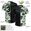 Maxcorners Custom Black Kelly Green Tropical Palm Leaves Two-Button Unisex Softball Jersey LM2605