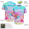 Maxcorners Custom Tie Dye White-Light Blue Rainbow Two-Button Unisex Softball Jersey LM2605