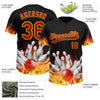 Maxcorners Custom Black Red-Yellow Flame Bowling 3D Pattern Design Two-Button Unisex Softball Jersey LM2605