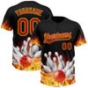 Maxcorners Custom Black Red-Yellow Flame Bowling 3D Pattern Design Two-Button Unisex Softball Jersey LM2605