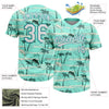 Maxcorners Custom Teal White Hawaii Palm Trees And Dolphin Two-Button Unisex Softball Jersey LM2605