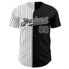 Maxcorners Custom Black White-Black Pinstripe Authentic Split Fashion Baseball Jersey LM2605