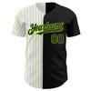 Maxcorners Custom Black White-Neon Green Pinstripe Authentic Split Fashion Baseball Jersey LM2605