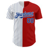 Maxcorners Custom Red White-Royal Pinstripe Authentic Split Fashion Baseball Jersey LM2605