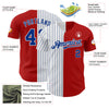 Maxcorners Custom Red White-Royal Pinstripe Authentic Split Fashion Baseball Jersey LM2605