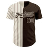 Maxcorners Custom Brown Cream-Brown Pinstripe Authentic Split Fashion Baseball Jersey LM2605