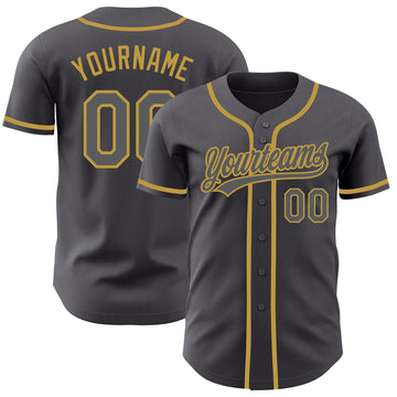 Maxcorners Custom Steel Gray Old Gold Authentic Baseball Jersey LM2605