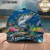 Maxcorners Fishing Blue Coral Reef Customized Name 3D Cap