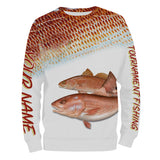 Maxcorners Personalized Red Fish Puppy Drum Tournament Fishing 3D Shirts